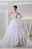 Abito da Sposa con Ricamo Alta Vita Farfalla Ornamento in Organza Senza Maniche