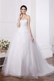 Abito da Sposa con Perline Radiosa Lungo Senza Maniche con Applique