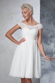 Abito da Sposa Mini A-Line Principessa con Increspato con Manica Corte