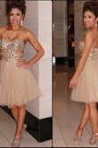 Abito Homecoming in Tulle Senza Maniche Principessa A-Line con Paillette