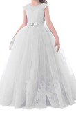 Abito da Cerimonia Bambini con Fiore Naturale decorato in Tulle Ball Gown