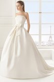 Abito da Sposa Senza Spalline Naturale con Fusciacca con Festone in Taffeta