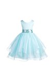 Abito da Cerimonia Bambini Ball Gown con Seghettato in Organza Senza Maniche con Fusciacca