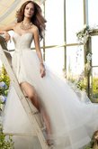 Abito da Sposa A Terra Cerniera A-Line in Tulle con Nastro