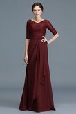 Abito Mamma Sposa in Chiffon Naturale A-Line V-Scollo con Mezze Maniche