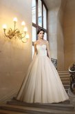 Abito da Sposa Cuore Cerniera in Organza in Pizzo con Perline