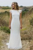 Abito da Sposa Sexy Formale E Informale Stravagante in Pizzo con Manica Corte