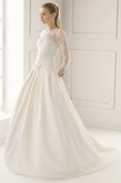 Abito da Sposa A Terra A-Line in Raso in Pizzo con Fiore