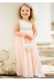 Abito da Cerimonia Bambini con Perla Monospalla Senza Maniche in Chiffon A Terra