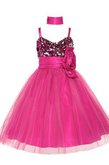 Abito da Cerimonia Bambini Alta Vita Ball Gown A-Line con Fiore Cerniera