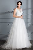 Abito da Sposa Senza Maniche Principessa A-Line V-Scollo Spazzola Treno