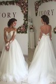 Abito da Sposa Spazzola Treno con Maniche Lunghe Principessa in Organza Naturale