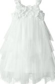 Abito da Cerimonia Bambini Senza Maniche con Fiore A-Line in Tulle con Fiocco