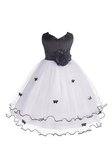 Abito da Cerimonia Bambini in Tulle con Fiocco con Fiore Senza Maniche A-Line