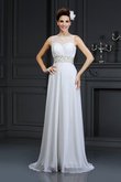 Abito da Sposa A-Line con Increspature in Chiffon Coda A Strascico Cappella Lungo