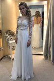 Abito da Sposa con Maniche Lunghe A-Line in Pizzo A Terra Largo