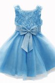 Abito da Cerimonia Bambini in Tulle A-Line Mini con Fiocco con Piega