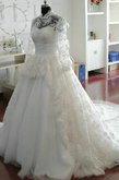 Abito da Sposa in Pizzo A-Line con Paillette con Fusciacca con Fiocco