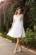 Abito da Sposa V-Scollo in Chiffon Al Ginocchio Mini Cerniera