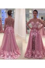 Abito da Ballo Principessa con Maniche Lunghe con Applique Tondo A-Line