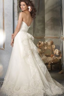 Abito da Sposa in Organza Senza Maniche con Fiore con Nastro Cuore