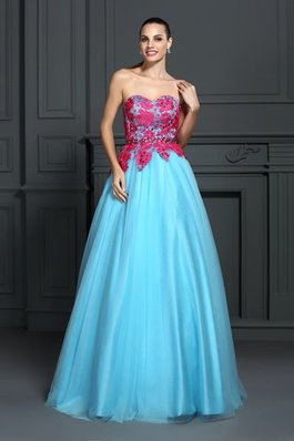 Abito Quinceanera Cuore Senza Maniche in Raso Ball Gown in Pizzo