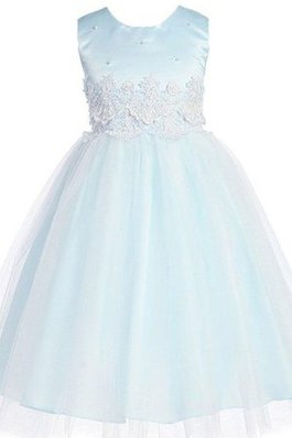 Abito da Cerimonia Bambini in Tulle con Fiocco in Raso A-Line con Applique