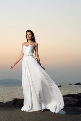 Abito da Sposa Lunghi con Perline a Spiaggia Senza Maniche A-Line