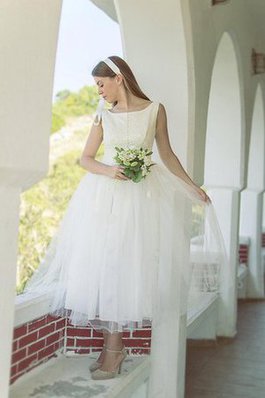 Abito da Sposa Senza Maniche con Piega A-Line in Tulle Cerniera