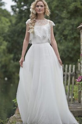 Abito da Sposa in Pizzo Naturale in Tulle Cappellino Tubino