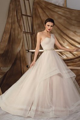 Abito da Sposa Senza Maniche in Chiffon Naturale A Terra Coda A Strascico Corto