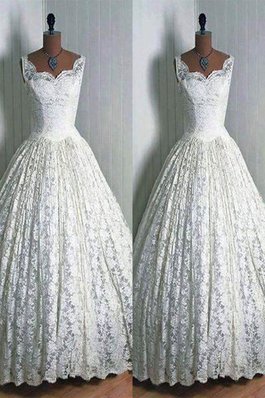 Abito da Sposa Senza Maniche Cuore A Terra in Pizzo Ball Gown