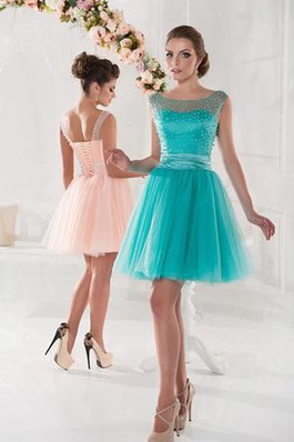 Abito Homecoming decorato in Tulle Senza Maniche Mini con Piega