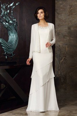 Abito Mamma Sposa Tubino con Perline Tondo Cerniera in Chiffon