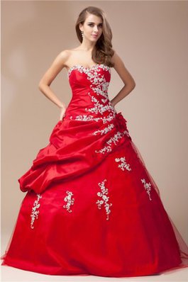 Abito da Ballo Allacciato Ball Gown con Perline in Taffeta Cuore