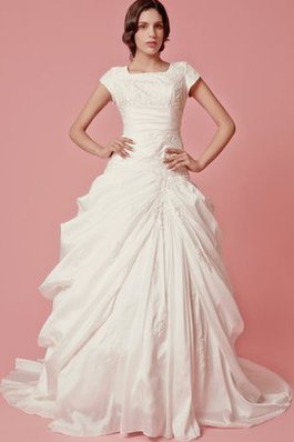 Abito da Sposa Cerniera con Ricamo Spazzola Treno Moderno in Taffeta