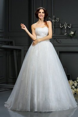 Abito da Sposa Naturale Cuore A-Line Lunghi Coda A Strascico Corto