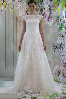 Abito da Sposa in Pizzo Retro con Fusciacca con Fiocco con Manica Corte