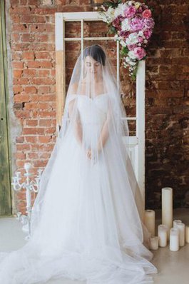 Abito da Sposa Lusso Senza Maniche in Tulle A-Line Fuori dalla spalla