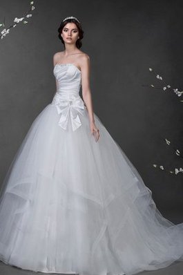 Abito da Sposa con Fiocco con Festone A Terra Senza Strap con Perline