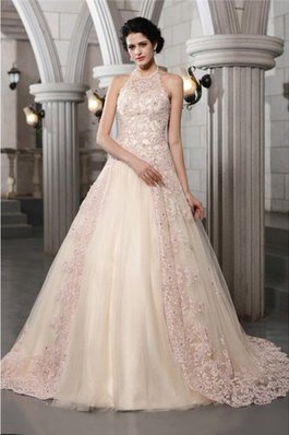 Abito da Sposa A-Line con Applique Alta Vita Senza Maniche Principessa