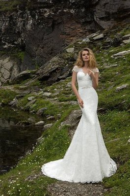 Abito da Sposa Schiena Nuda Elegante con Nastro con Fusciacca A Terra