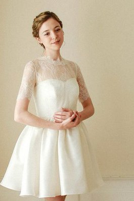 Abito da Sposa Lupetto A-Line in Raso Senza Maniche Naturale