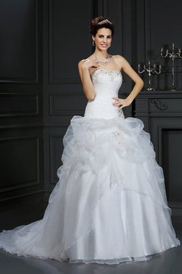 Abito da Sposa Naturale Ball Gown Senza Maniche Lungo in Organza