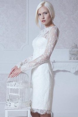 Abito da Sposa Tubino con Applique Allacciato Lupetto in Pizzo