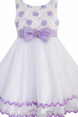 Abito da Cerimonia Bambini A-Line in Tulle Senza Maniche Naturale con Fiocco