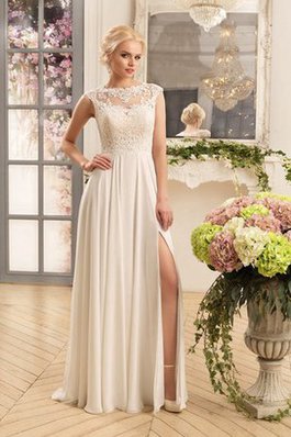 Abito da Sposa con Applique Naturale in Chiffon Largo Cappellino