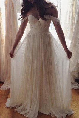 Abito da Sposa Principessa A Terra Senza Maniche in Chiffon con Perline