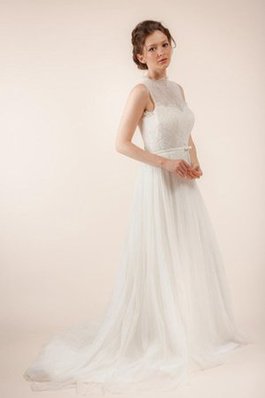 Abito da Sposa Naturale in Tulle All Aperto Semplice A Terra