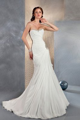 Abito da Sposa A Terra con Perline Spazzola Treno in Chiffon Cuore